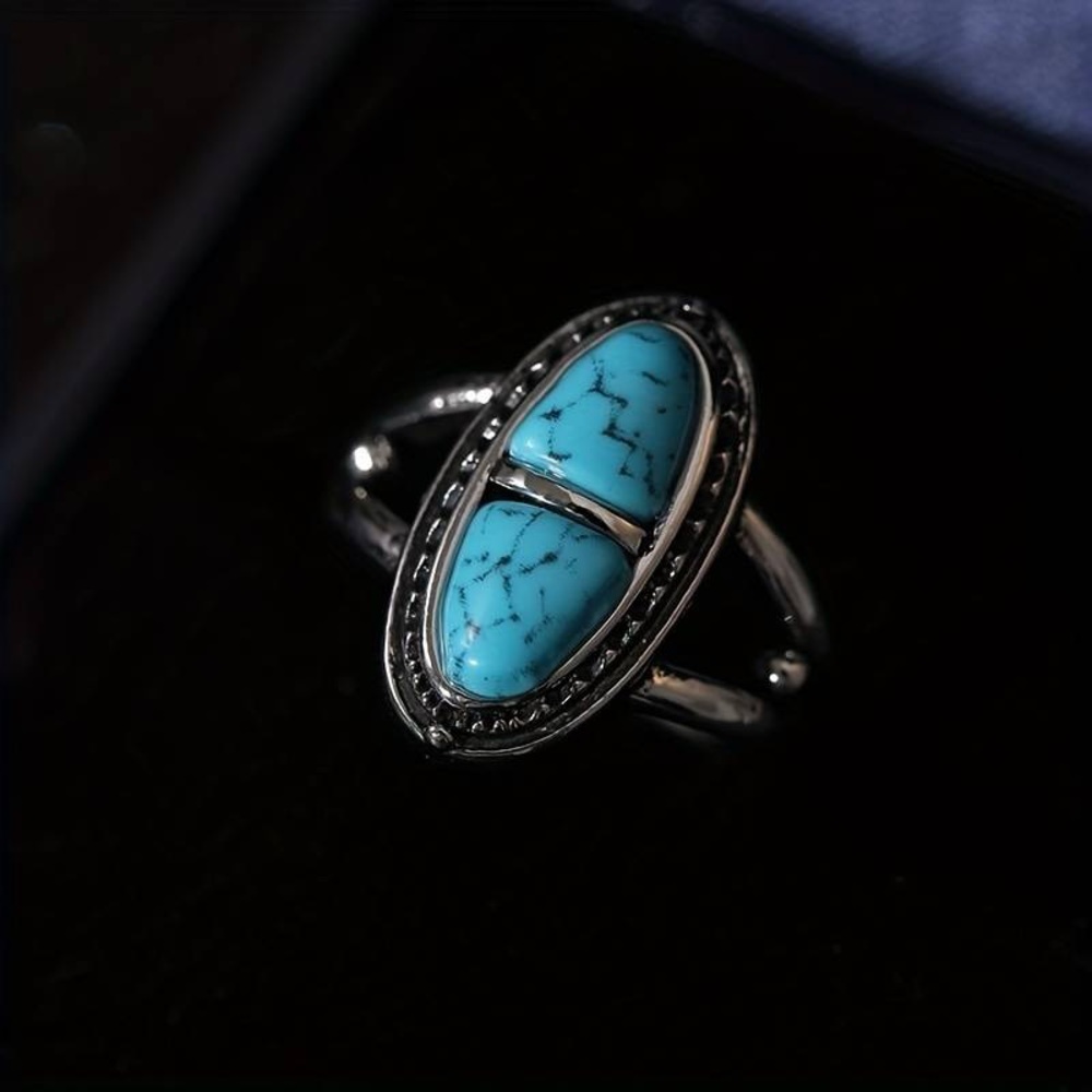 New Natural Blue Turquoise Navajo Genuine Silver Handmade OOAK Ring - Picture 14 of 16
